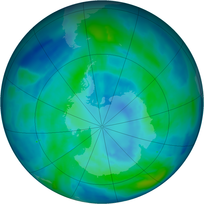 Antarctic ozone map for 04 April 2011